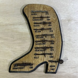 Vintage 10 Barbed Wire Display Cowboy Boot 12x8 1800’s Western Spur Cabin