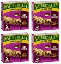 Nature Valley Chewy Trail Mix Granola Bars, Dark Chocolate, 5ct, 175g (4 Pack)