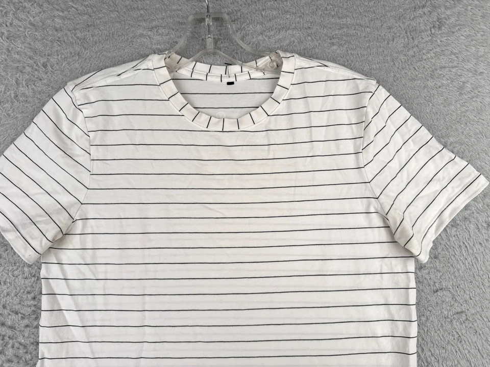 Camisa Lululemon Mujer 4 Negra Blanca Rayas Algodón Pima Love Crew Gimnasio Informal Foto 4 de 4