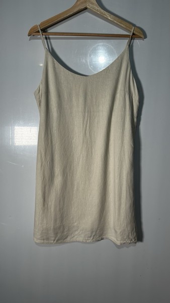 Billabong Linen Mini Slip Dress Size 10 Cream Short Summer