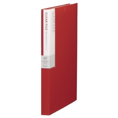 PLUS Clear File, A4 Vertical, 48 Pockets, Deja Vu, 89-708 Berry Red
