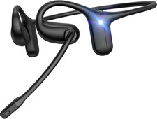 Open Ear Headphones with Mic, Wireless Headset with Noise Canceling Mic  Mute B