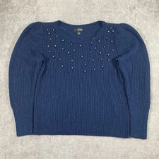 A.N.A. A New Approach Acrylic Blouse Blue Size Medium Glam