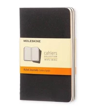 3 Pack Moleskine Cahiers Pocket Journal, 3.5" x 5.5", Ruled, Black