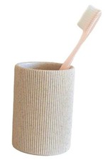 Small Sand Beige Toothbrush Holder for Bathroom Countertop, Modern Boho