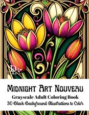 Midnight Art Nouveau - Grayscale Adult Colori...