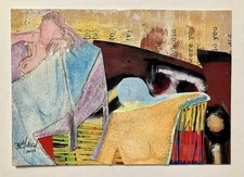 Woman On Sofa - Original Art Collage Mixed Media Surrealism ACEO artplanet9