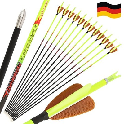 12X Carbonpfeile 32Zoll Bogenpfeile Jagd Spine 500 Recurvebogen Compoundbogen DE