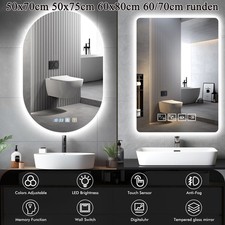 Badspiegel mit LED Beleuchtung Touch Beschlagfrei/Bluetooth/Uhr LED Wandspiegel