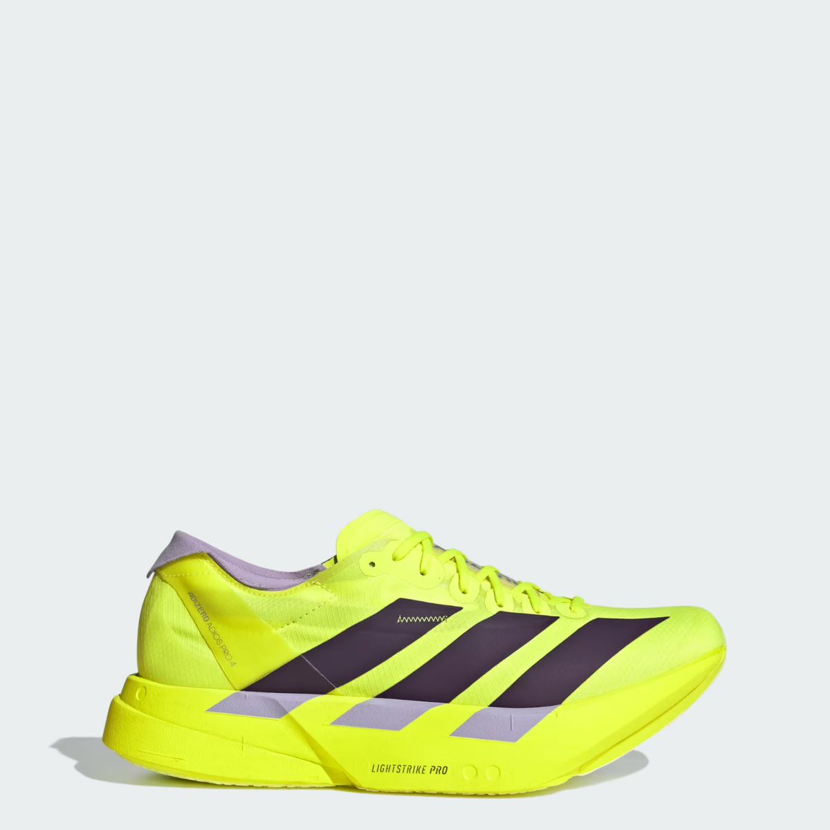 Adizero Adios Pro 4 Running Shoes in Solar Yellow/Aurora Plum