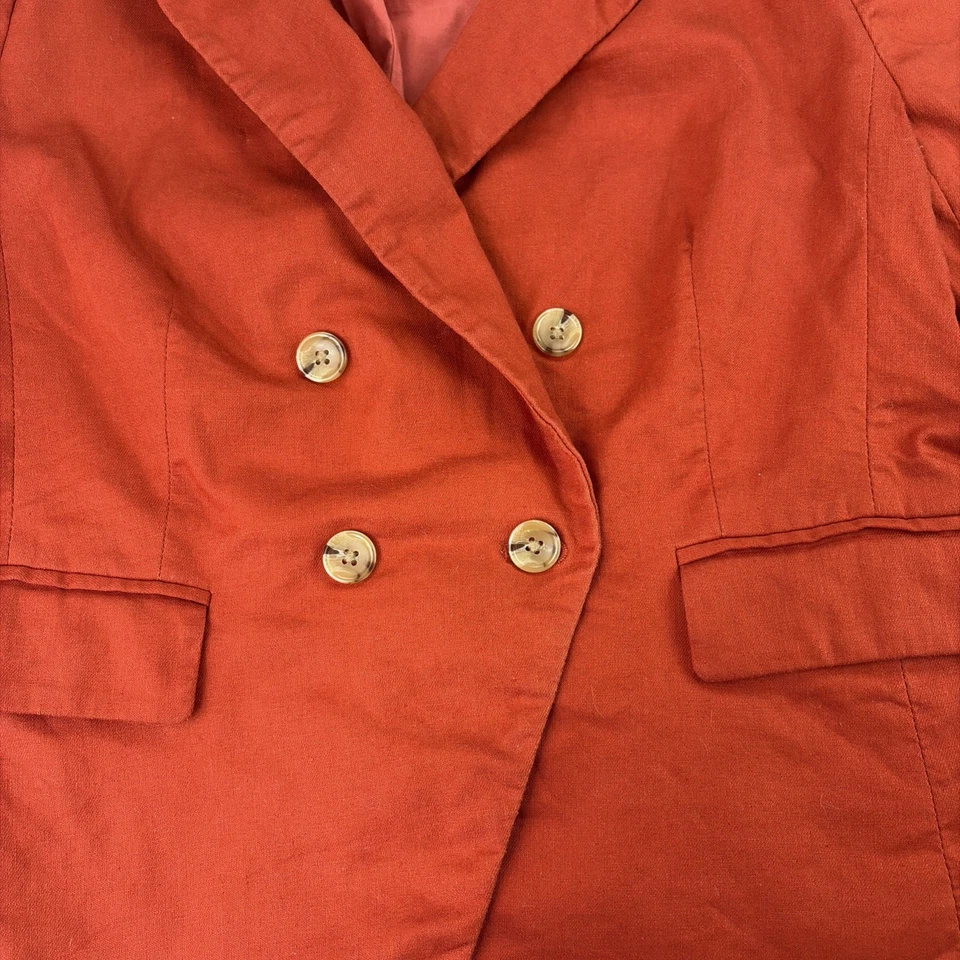 Chaqueta Blazer Banana Republic Naranja Quemado Para Mujer Grande Lino Algodón Envío Gratis Foto 3 de 4