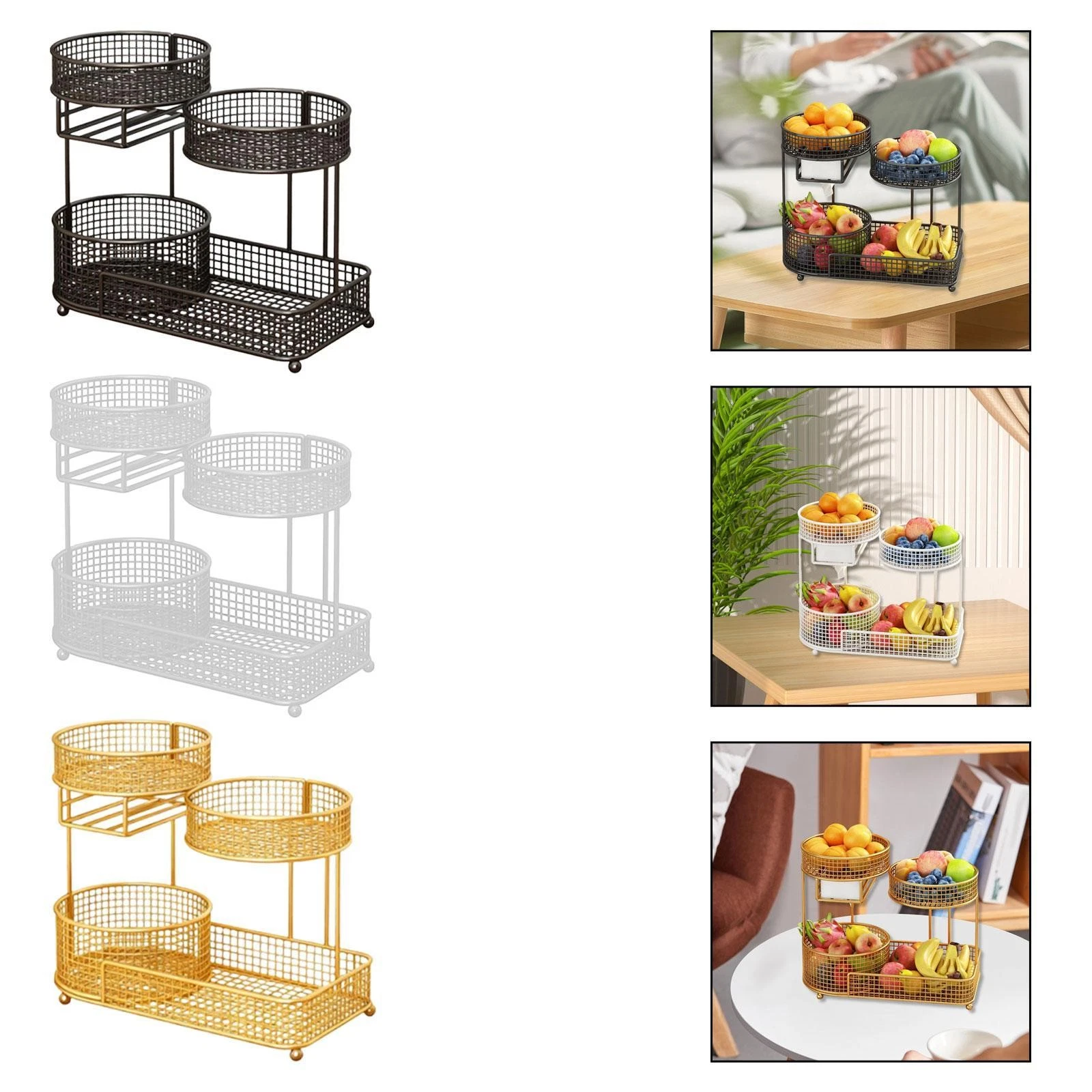 3-Tier Fruit Bowl Kitchen Organizer with Large Capacity And Napkin Holder, for
Opens in a new window