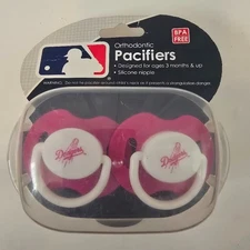 MLB Los Angeles Dodgers Pacifier set of 2 Pink Color w/Case by baby fanatic