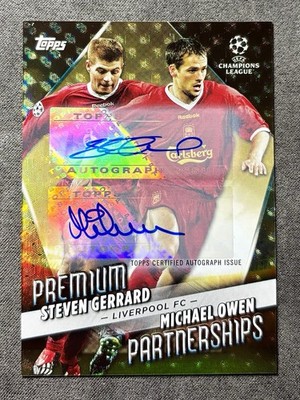 Steven Gerrard & Owen Dual Auto 1/1 Foilfractor Liverpool FC Topps UCC 22-23 1/1
