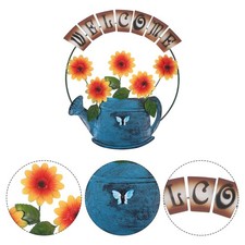 Front Door Flower Hanging Decor Sunflower Metal Sign Yard Welcome Wall