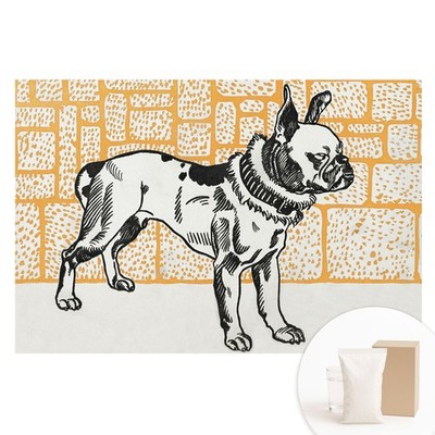 Non-Woven Wall Mural XXL A Dog Against A Background Of Bricks In A Retro Style