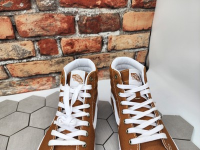 VANS MEN\'S 11 SK8 HI GOLDEN BROWN WHEAT WHITE BMX POPCUSH CANVAS NIB Vans Men Skate Sk8-Hi Golden Brown Wheat White BMX Popcush  main image 2