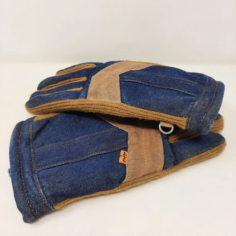 Luvas jeans vintage Levis forradas de lã etiqueta laranja masculinas grandes - Imagem 3 de 4