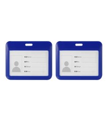 2 Pcs ID Badge Holder, Horizontal ABS w Slide Cover Waterproof Holders 3.9"x3.1"