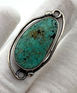 Native Sterling Silver Turquoise Ring Size 6 Vintage 11.9g
