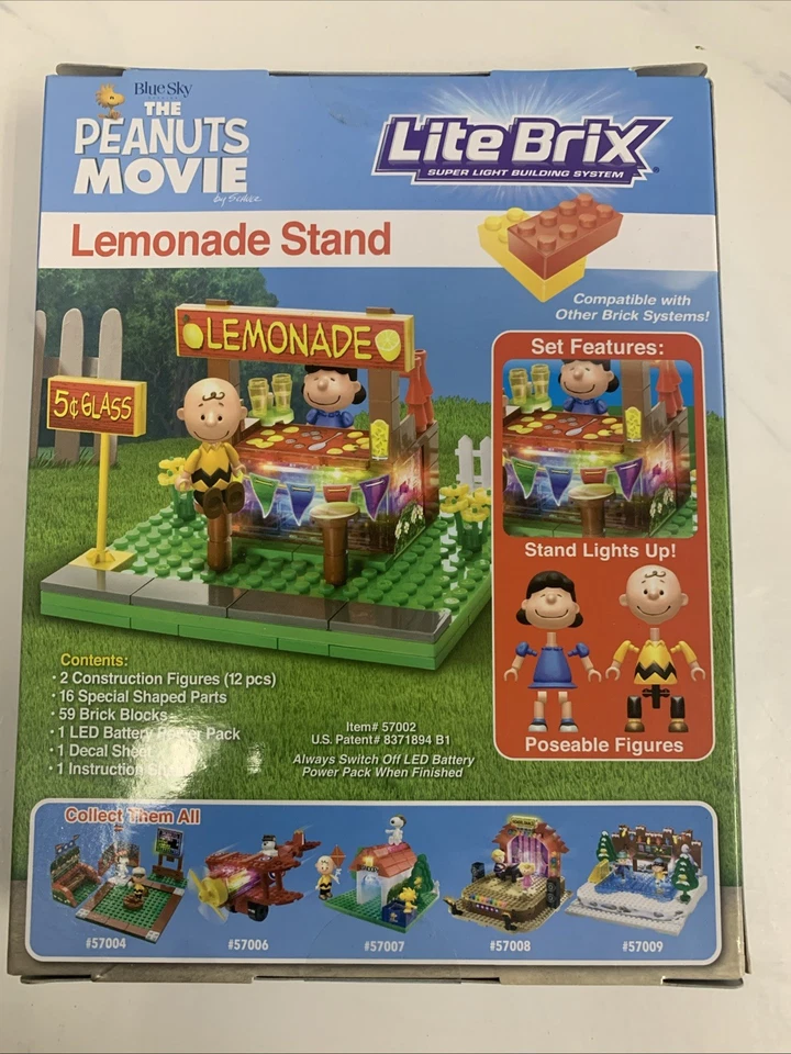 LITE BRIX THE PEANUTS PELÍCULA SOPORTE DE LIMONADA LUCY & CHARLIE MARRÓN NUEVO Foto 2 de 2