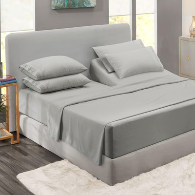 Flex Top King Sheets, 6 Piece Set - Hotel Luxury Sheets for Top Split King Bed, 