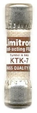Bussmann KTK-7 KTK007, Midget Fuse, Fast Acting,KTK, 7A,600V