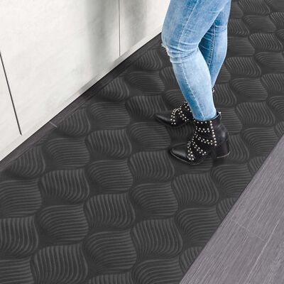KOZYFLY Waschbarer Läufer-Teppich 91 X 304 Cm – Rutschfeste Unterseite, Grau/anthrazit, Für Flur & Küche