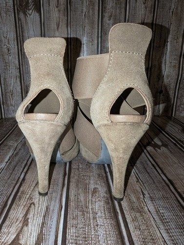 Sz 36 / 6 Pedro Garcia Taupe Suede/ Elastic Strappy Sandals Heels Shoes VGUC! - Picture 4 of 7
