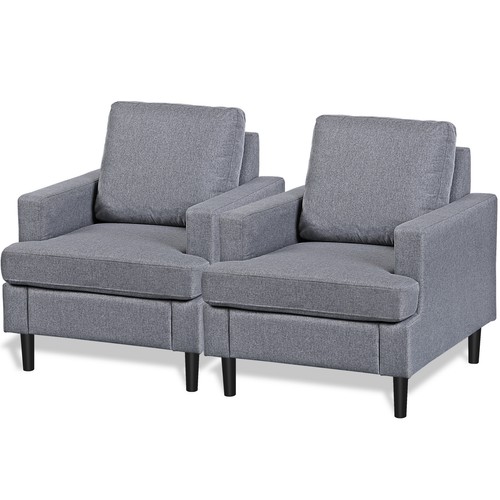 Set of 2 Accent Fabric Chair Armchair Single Sofa w/ Wood Leg for Living Room - Picture 14 of 23