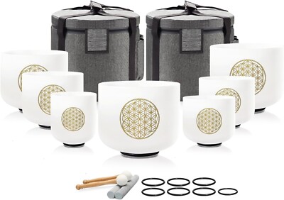 CVNC 432Hz 6-12''  7Pc Set Flower of Life Crystal Singing Bowl Set Sound Reiki