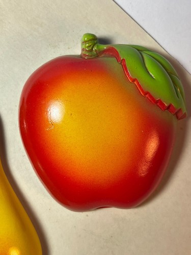 Vintage 3D Retro Küche Apfel & Birne Obst Keramik Wandrelief New Old Stock - Bild 2 von 12