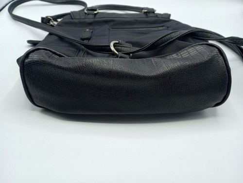 Multi Sac Black Convertible Backpack Crossbody Bag Nylon & Vegan Leather - Picture 7 of 10