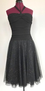 B-Darlin-Prom-Party-Club-Dress-Sparkly-Black-Layered-Juniors-S-3-4-Halter