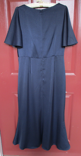 Vince Camuto Formal Talla 12 Azul Marino Escote Drapeado Mangas Alineadas Forradas Usado en Excelente Condición - Imagen 5 de 6