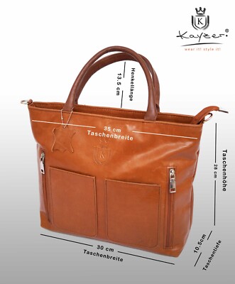 ''Kayzer GILDED Exklusive Luxus Handtasche aus hochwertigem 100 % Rindleder   Tan