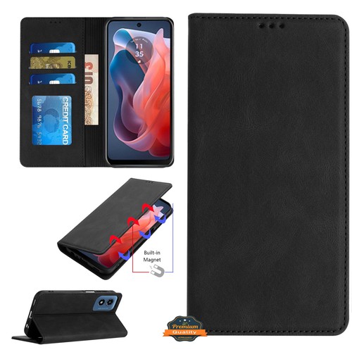 Para Motorola Moto Edge 2024 Cartera Cuero Bolsa Ranuras para Tarjetas Imán Estuche Cubierta - Imagen 10 de 46