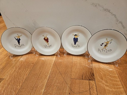 Pottery Barn Rentier 4 SALAT BROTTELLER Dasher Donner Blitzen Füchsin, 8 3/8" - Bild 1 von 8