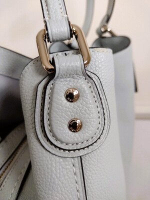 COACH Edie 31 Sky Blue Pebbled Leather Shoulder Hand Bag Silver