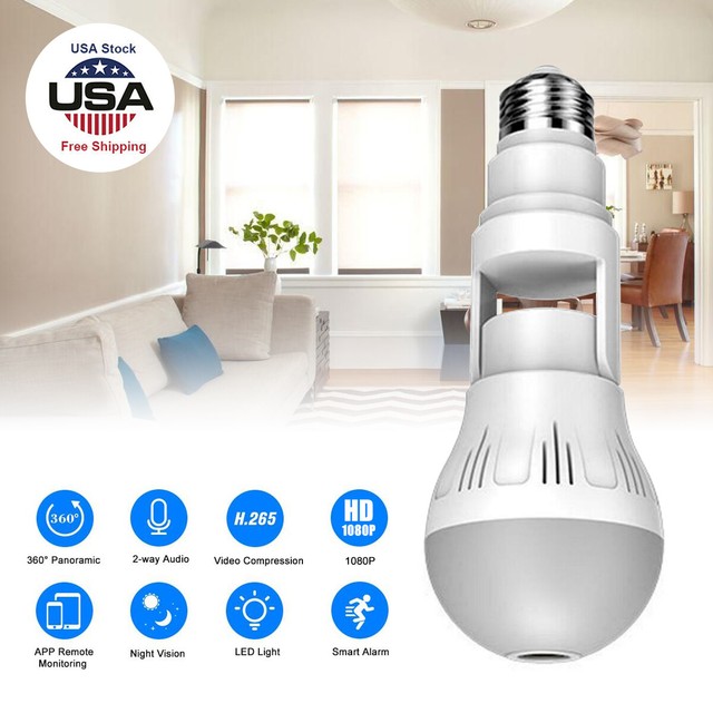 360° HD 1080P IP Panoramic Hidden Wifi Camera Light Bulb Home Security