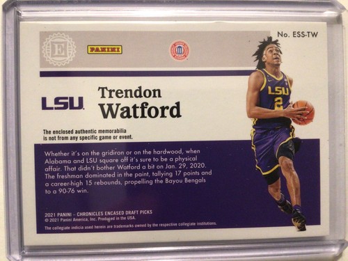 Pack to Plastic 2021 Chronicles Draft Picks Substantial Swatches Trendon Watford - Picture 2 of 2