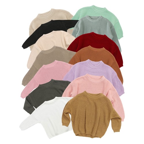Toddler Baby Girl Boy Knit Sweater Round Neck Long Sleeve Pullover Sweatshirt US
