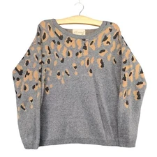 Ethereal by Paper Crane Sweater Womens Size M Gray Colorful Round Neck