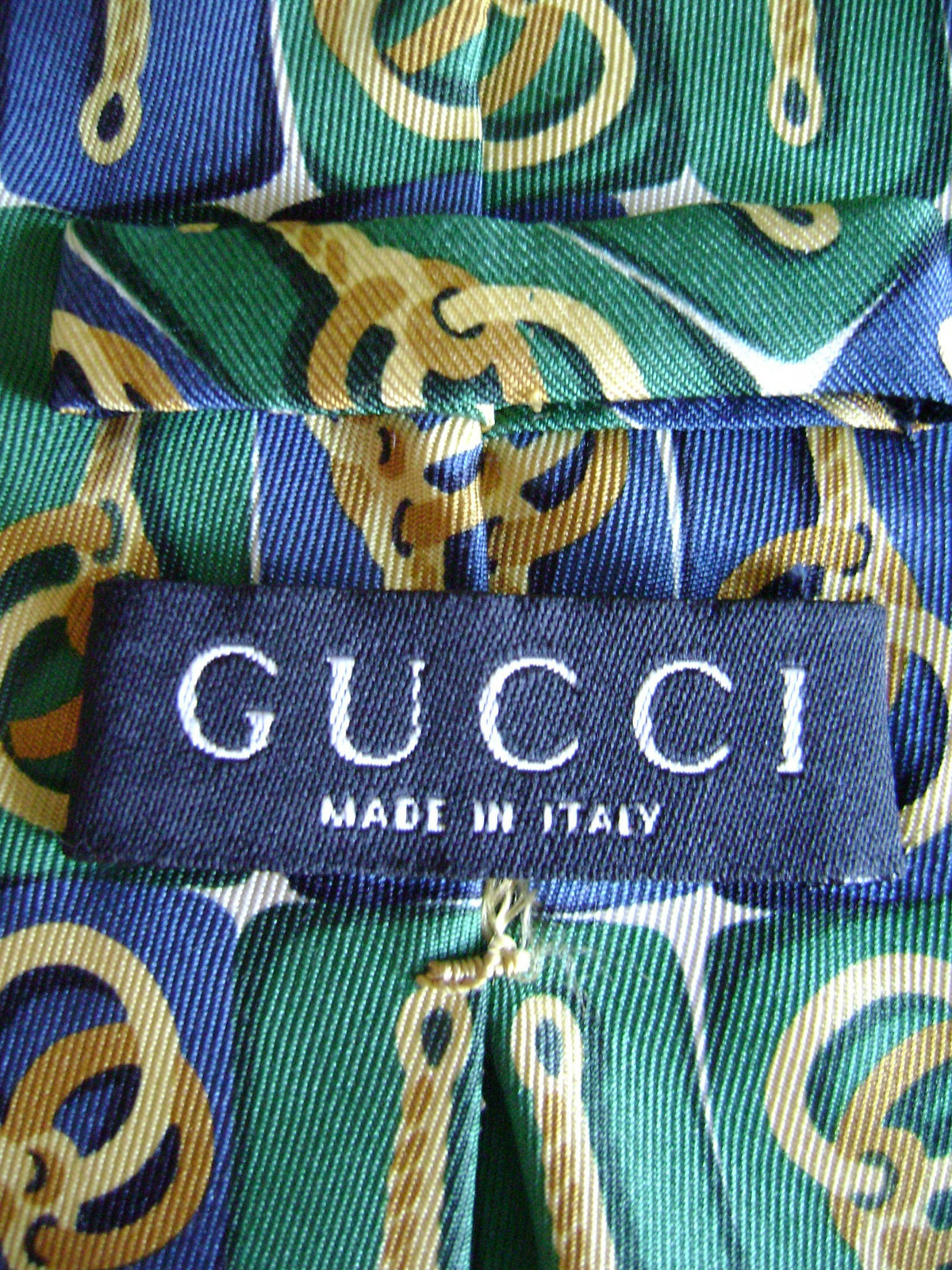 Vintage Gucci Silk Tie Made in Italy 100% Silk Blue a… - Gem