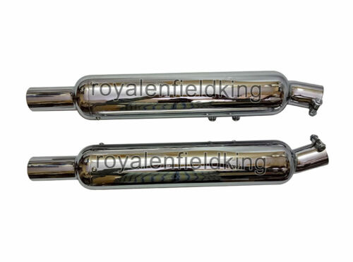 Fit For Royal Enfield GT & Interceptor 650 Chrome Exhaust Silencer - AEW TE 201 - Picture 3 of 5