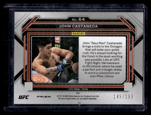 2023 Panini Prizm UFC #64 Red John Castaneda Rookie /199 - Picture 2 of 2