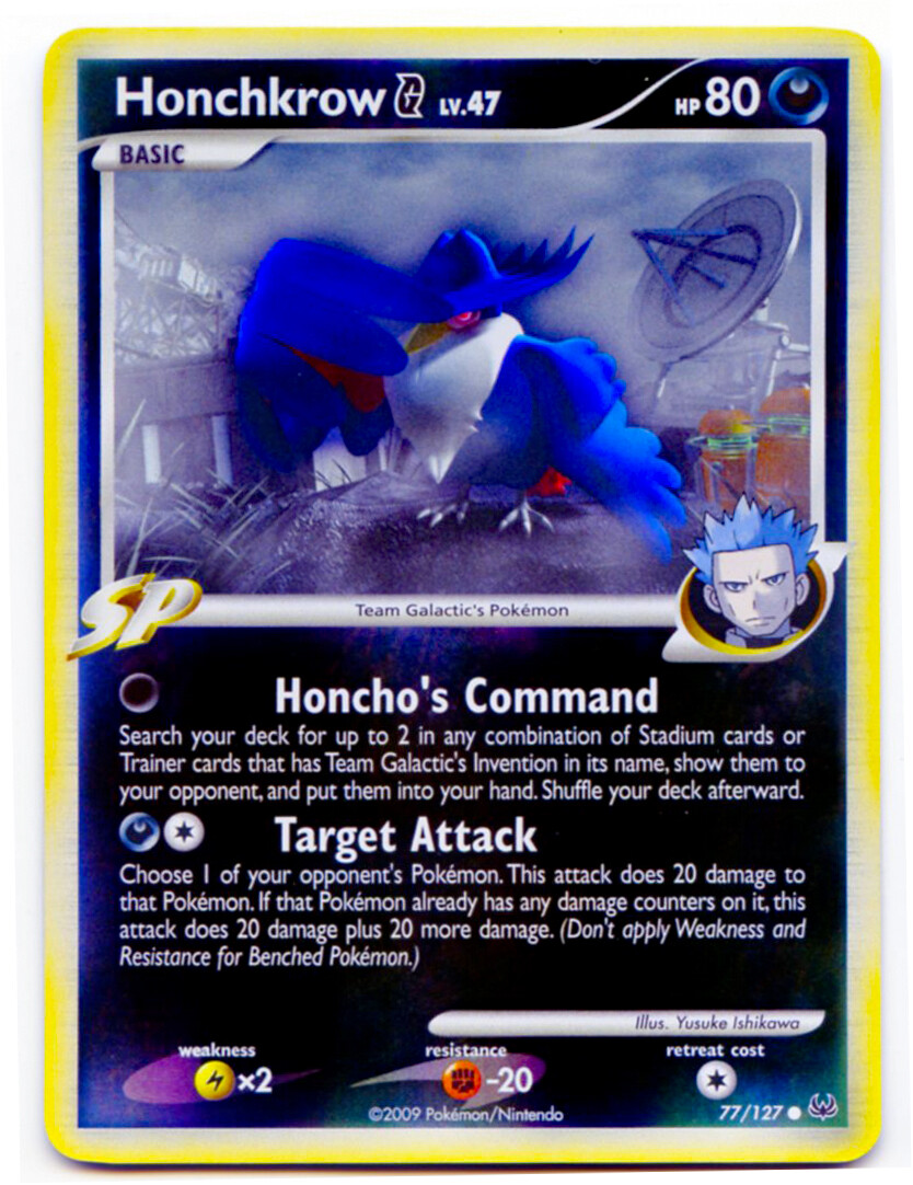 Honchkrow G 77/127 Reverse Holo Common Platinum Base Set Pokemon NM W/Tracking