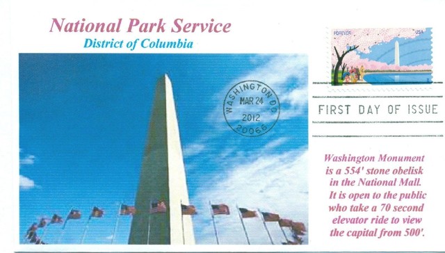 Washington Denkmal National Parks Dc Farbe Cacheted Cover Erster Tag von Ausgabe Washington Denkmal National Parks Dc Farbe Cacheted Cover Erster Tag von Ausgabe