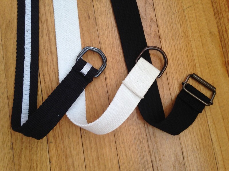 Mens' Black, White, & Black & White-Stripe 36-40" Casual Slip Buckle Web Belts 