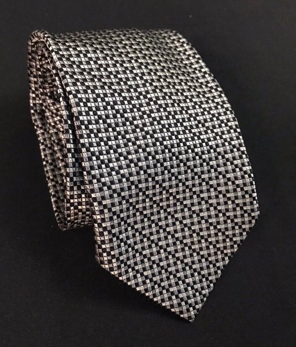 Barney’s New York Made In Italy Geometric Silk Metallic Black Classic - Picture 11 of 24